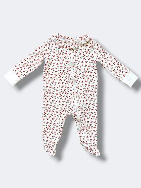 Petite Plume Sleeper 3-6 Months Cherry Print Pima Cotton Footed Two Way Zip